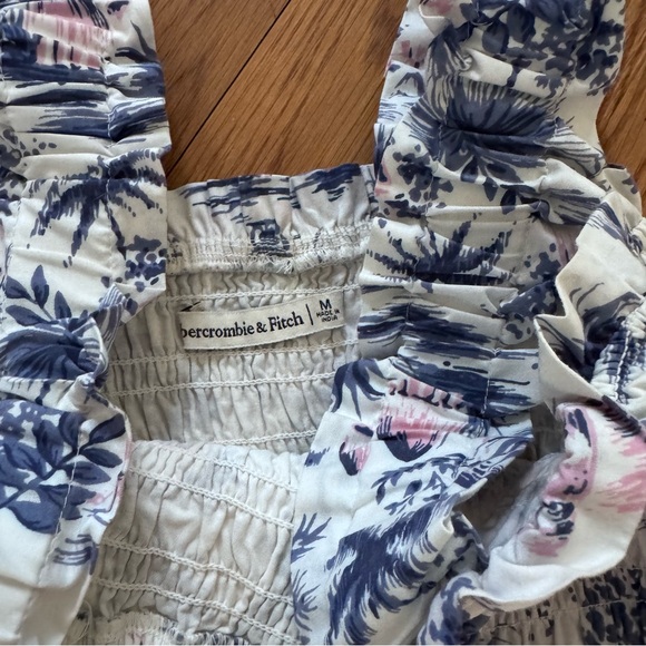 Abercrombie Smocked Maxi Dress with Blue and Pink Print - Picture 3 of 5